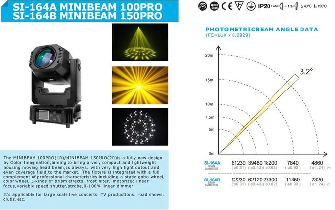 2017 luz principal movente feixe novo da lâmpada do projeto 100W/150W do mini